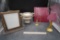 Wooden Flower Frame, Vase, Metal Tile, Candlestick & Candle Lamp