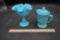 Hobnail Ruffled Compote & Blue Peacock Creamer