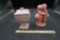 Pink Leaf Compote W/ Lid & Pink Boy/Girl Planter
