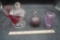 Glass Turkey Candy Dish, Cruet & Glass Vase