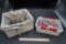 Fabric Lined Basket W/ Scissors & Plastic Basket W/ Scissors, Tongs