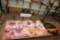 2 Floral Canvas Pictures, Candle Holders & Metal Rack, Alcohol Block Sign, Round Mirror