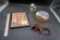 Wine Picture, Wooden Lizard Figurine (From Cancun), Stein & Native American Drum
