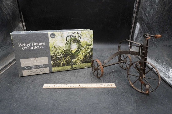 Better Homes & Gardens Garden Hose Post & Decorative Metal Trike