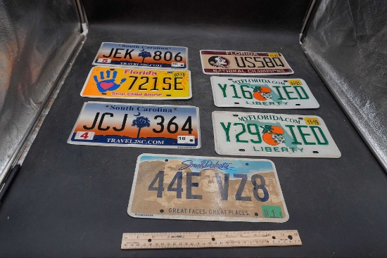 7 - Assorted License Plates (S.C., F.L., S.D.)