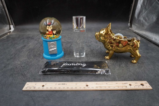 Sweatband, Dog Tape Dispenser, Clinique Happy Cologne & Minnie Mouse Snowglobe