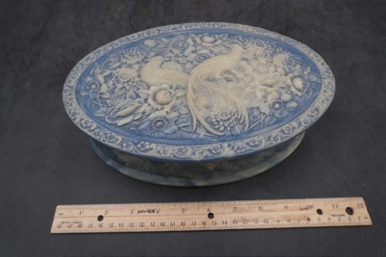 Blue Incolay Stone Velvet Lined Trinket Box
