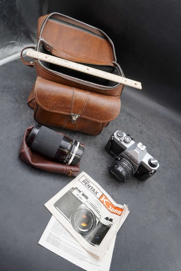Pentax K1000 Camera W/ Tamron Lens & Bag