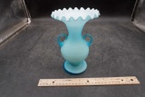 Frosted Ruffle Top Vase