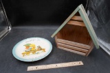 Hanging Wooden House & Good Friends Painted Plate