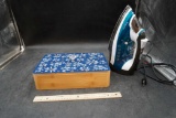 Blue Top Floral Lid Box & Iron