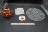 Decorative Ball, Glass Serving Dish, Jesus Loves Me Sign & Fox Sign