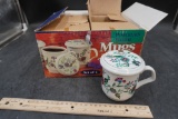 Set Of 4 Porcelain Floral Mugs