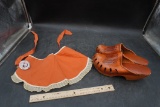 Nylon Clogs & Apron W/ Sioux Falls Centennial Button 1856-1956