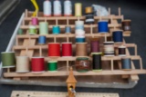 Wooden Rack W/ Spools Of Thread