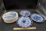 Assorted Blue & White Plates (Willow, Countryside Wedgwood)