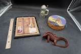 Wine Picture, Wooden Lizard Figurine (From Cancun), Stein & Native American Drum