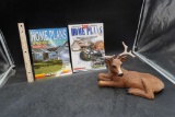 2 Home Plans Magazines & Buck Deer Figurine (Some Antlers Are Chipped)