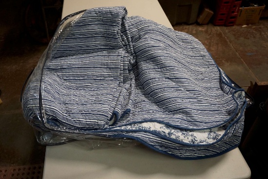 Striped/Floral Blanket Quilt In Plastic Bag