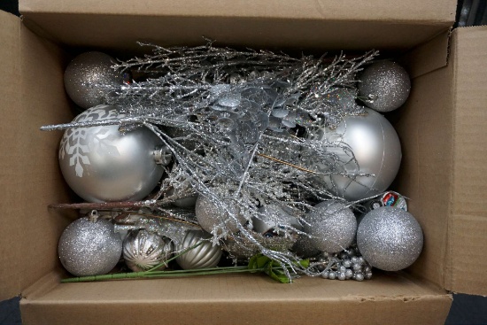 Silver Christmas Ornaments & Sprays