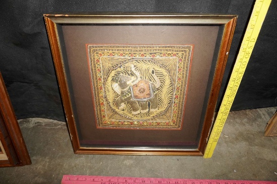 Framed Picture Of Beaded & Sequin Elephant