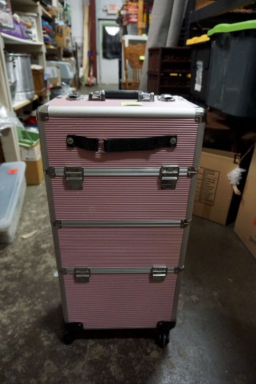 Pink Rolling Cosmetic Case