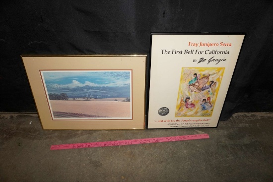 2 Framed Pictures - "The Bountiful Balance" & The First Bell For California
