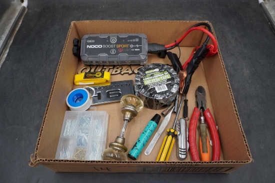 Noco Boost Sport, Tapes, Nail Set, Door Knob & Assorted Tools