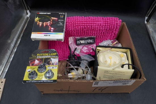 Medela Breast Pump, Pink Bath Mat, Button Lamp, Monster Light Strip