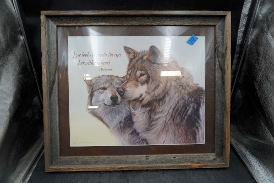 Wooden Framed Wolf - Shakespeare Quote Picture