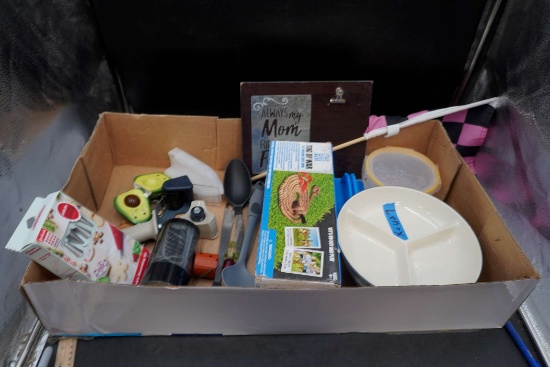 Lenox Divided Dish, Flag, Picture Frame, Tape Gun, Cookie Decorating Kit, Kitchen Utensils