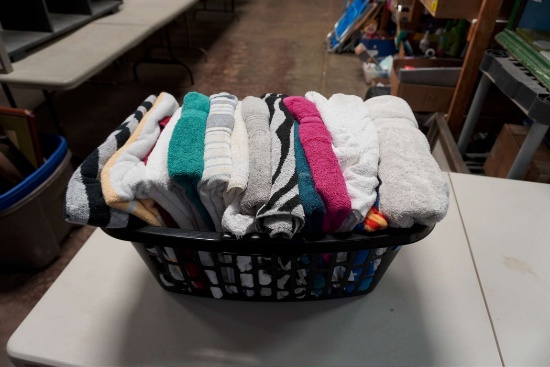 Black Plastic Basket W/ Towels