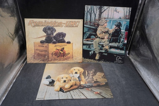 3 Metal Sings - Remington, Ducks Unlimited & Wolfes