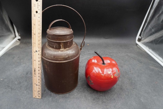 Metal Cream Can & Metal Apple