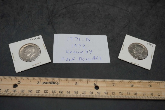 2 Kennedy Half Dollars - 1971 D & 1972