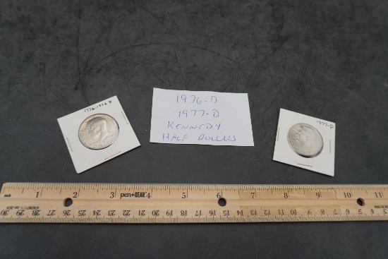 2 Kennedy Half Dollars - 1976 D & 1977 D