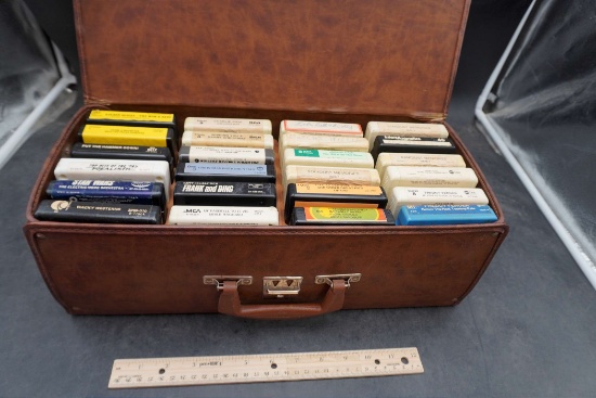 Brown Case W/ Assorted 8 Tracks