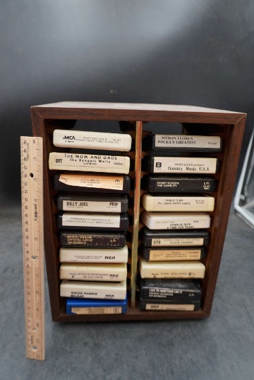 Wooden Case W/ Assorted 8 Tracks