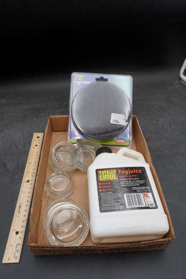 Totally Ghoul Fog Juice, Glass Candle Holders & 6" Hex Finish Pad