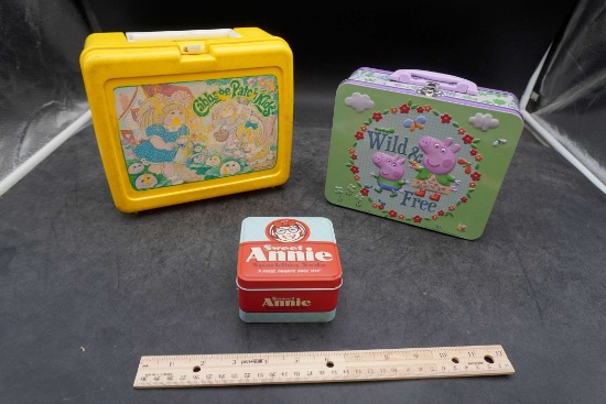 Cabbage Patch Kids Lunch Box, Peppa Pig Metal Box W/ Puzzle & Sweet Annie Tin Box