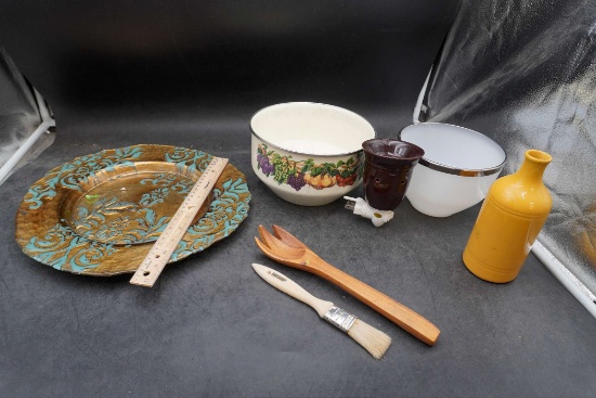 Bowls, Wall Plug-In Wax Melter, Bud Vase, Paint Brush, Salad Fork & Platter