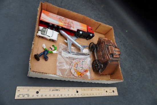 Metal Stagecoach Bank, Toy Airplane Truck & Car, Figurine