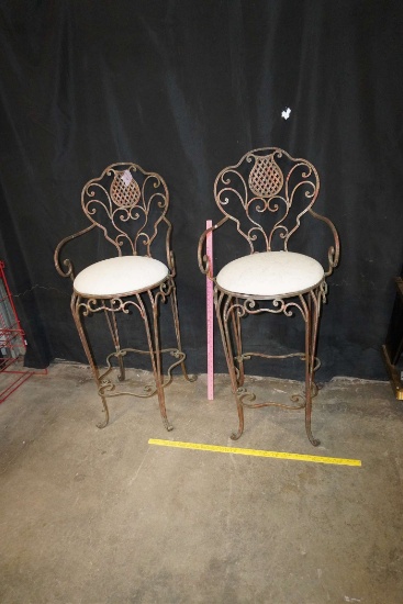 2 - Metal Bar Stools (Backs Fold Down)
