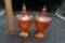 2 Marigold Carnival Glass Candy Dishes W/ Lids