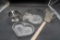 Glass Candy Dish, Heart Divided Dish, Glass Pitcher & Stainless Bowl