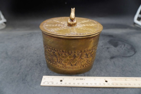 Copper Bunny Container W/ Lid