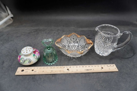 Shaker, Glass Bell, Bowl & Glass Creamer