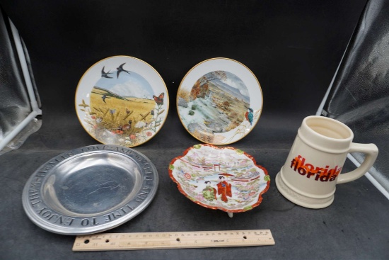 Painted Plates (Peter Barrett & Others), Metal Tray & Florida Stein