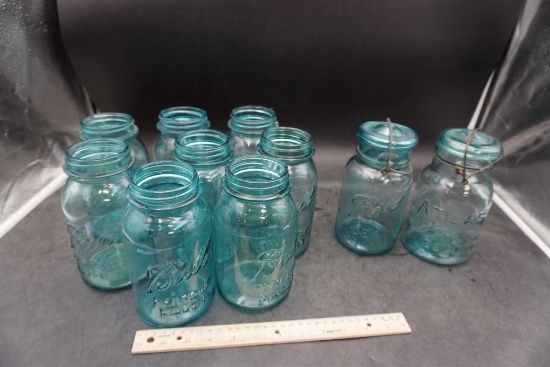 Blue Glass Ball & Atlas Jars