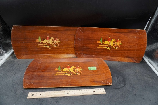 3 - Wooden Trays By Hasko U.S.A.